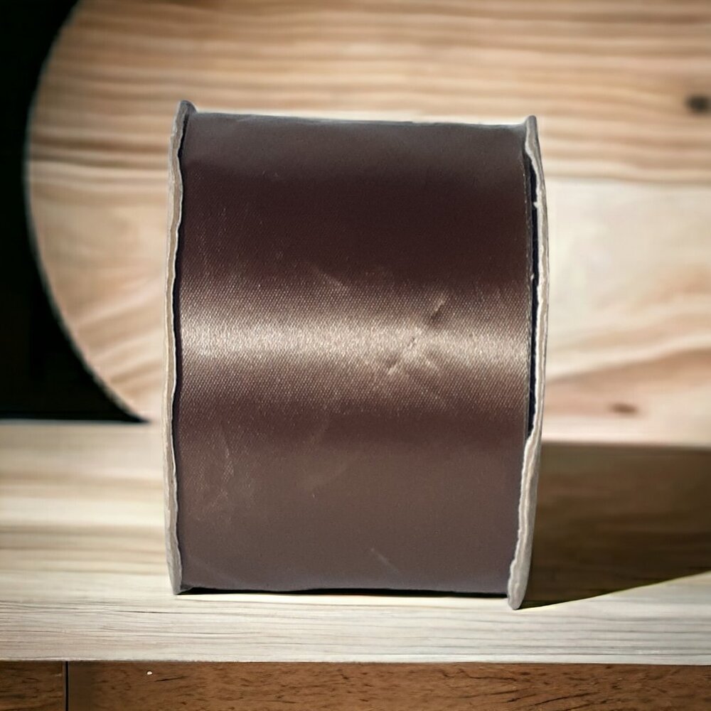 Floral Craft Ribbon 2.75 Wide 50 yd Acetate Chocolate Brown vtg 589 Hunter Fall